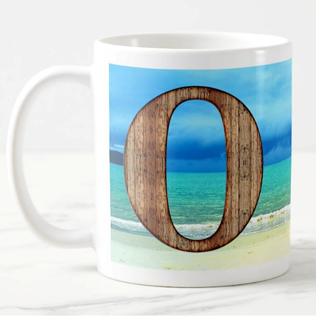 Mug LETTRE MONOGRAPHIQUE INITIALE EN BOIS O PLAGE Ocea (Créateur téléchargé)
