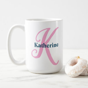 Mug Lettre monographique rose personnalisée K Nom pers