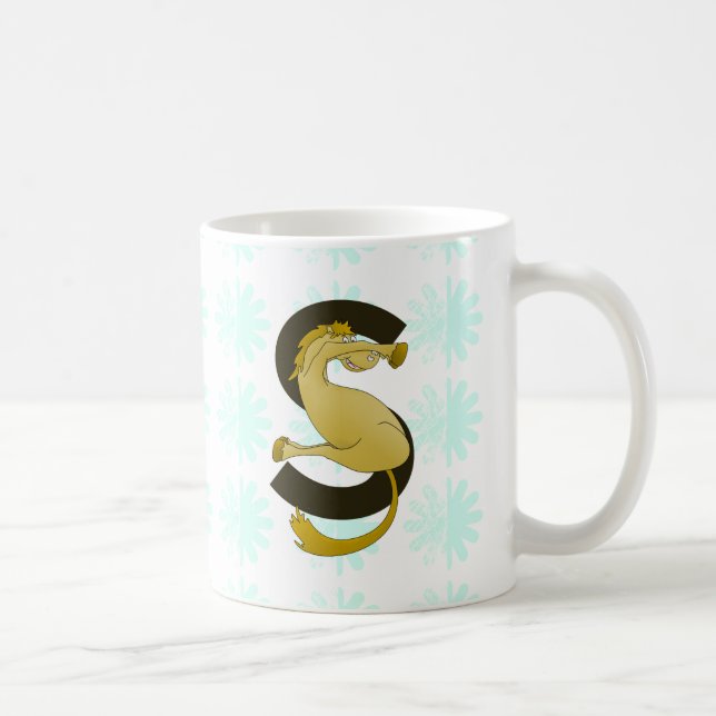 Mug LETTRE MONOGRAPHIQUE S Pony Motif Fleur détendu (Droite)