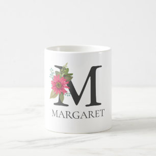 Mug LETTRE MONOMOBILE Florale Moderne Personnalisable 
