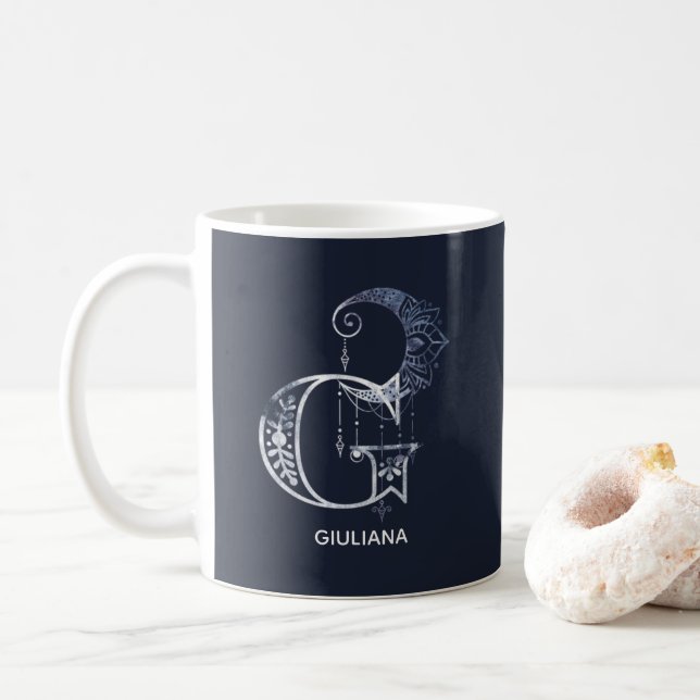 Mug LETTRE MONOMOMOBILE G POLOT Crescent LUNE Mandala (Avec donut)
