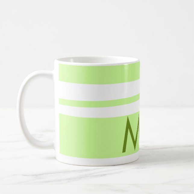 Mug LETTRE motif grecque néon rayures vertes (Gauche)