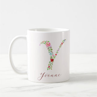 Mug LETTRE MOTOGRAPHIQUE FLORALE Y Personnalisée