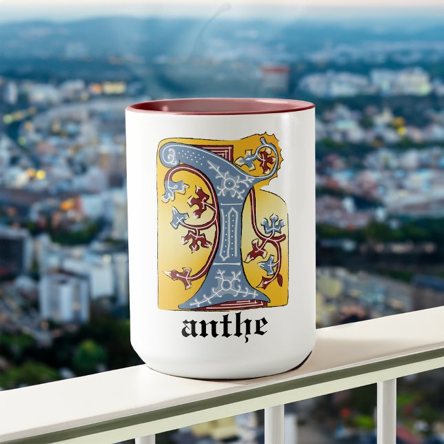 Mug LETTRE MOYENNE BLEUE ET ROUGE IVÉE Illuminée I (Créateur téléchargé)