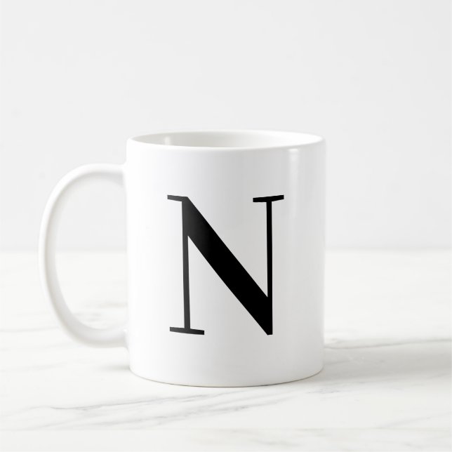 Mug Lettre N Monogramme Noir Personnalisée (Gauche)