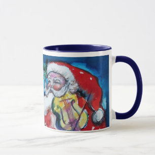 MUG LETTRE NOËL W / PÈRE NOËL AVEC MONOGRAMME VIOLON
