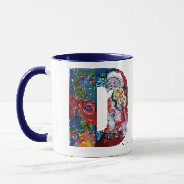 MUG LETTRE NOËL W / PÈRE NOËL AVEC MONOGRAMME VIOLON (Gauche)