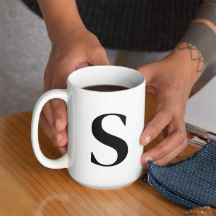 Mug Lettre noire personnalisée Monogramme initial
