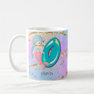 Mug Lettre O Monogramme Aquarelle mignonne Sirène