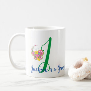 Mug LETTRE papillon J BOURSE Florale