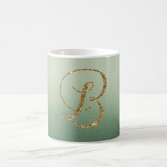 Mug Lettre Parties scintillant or vert olive B (Centre)