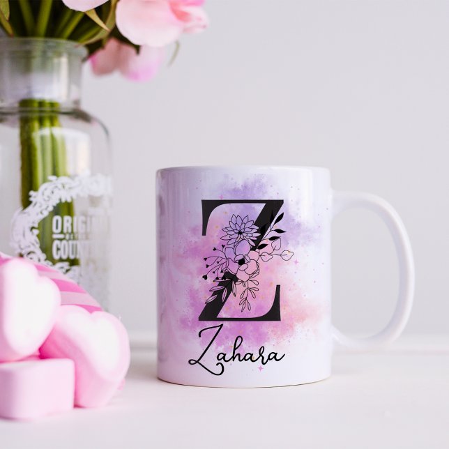 Mug LETTRE PLEINE POROUGE FLEUVE NOIR MONogramme Z (Créateur téléchargé)