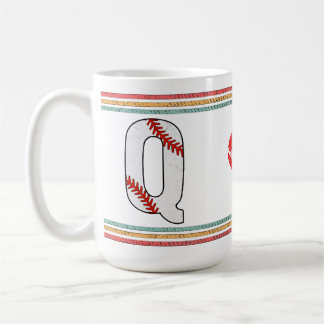 Mug Lettre Q Athlétique Baseball Rétro Vintage