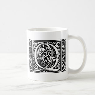 Mug Lettre Q Monogramme Art Nouveau Médiéval