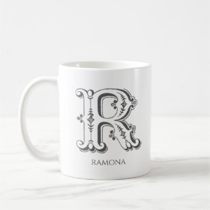 Mug Lettre R Monogramme Nom moderne