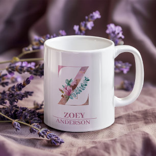 Mug LETTRE Rose D'Aquarelle D'OR DE MONogramme Z