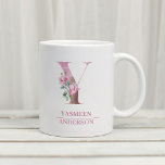 Mug LETTRE Rose D'Aquarelle D'Or Monogramme O<br><div class="desc">LETTRE Rose D'Aquarelle D'Or Monogramme O</div>