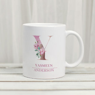 Mug LETTRE Rose D'Aquarelle D'Or Monogramme O