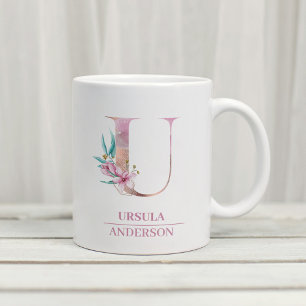 Mug LETTRE Rose D'Aquarelle D'OR U