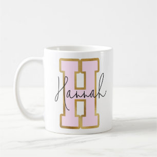 Mug Lettre rose Gold College Varsity Monogram H