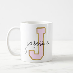 Mug Lettre rose Gold College Varsity Monogram J