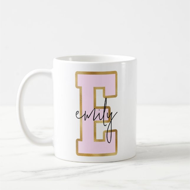 Mug Lettre rose Gold College Varsity Monogramme E (Gauche)