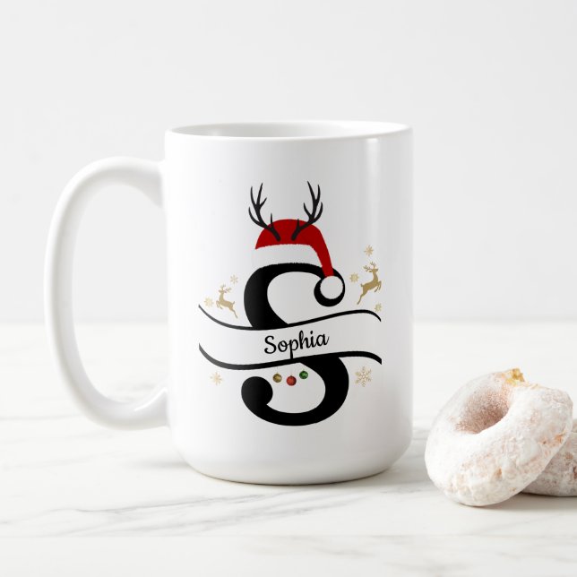 Mug Lettre S Alphabet de Noël  (Avec donut)