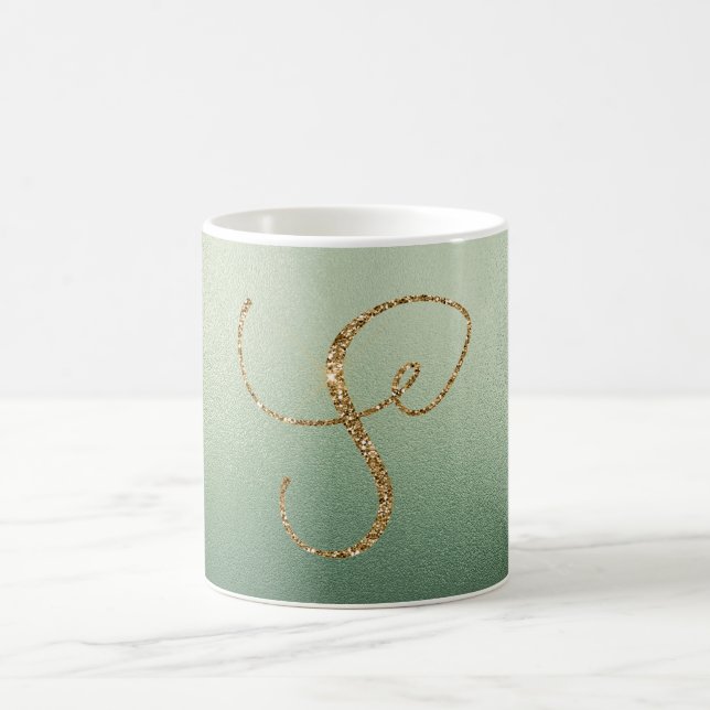 Mug Lettre S Pailletée Or Vert Olive (Centre)