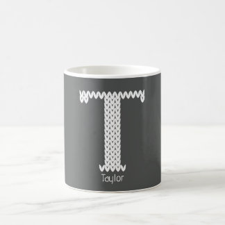 Mug Lettre T de l'alphabet tricoté cosy