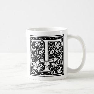 Mug Lettre T Monogramme médiéval Art Nouveau