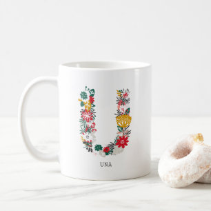 Mug Lettre U   LETTRE FLEURIE Whimsical Monogramme I M