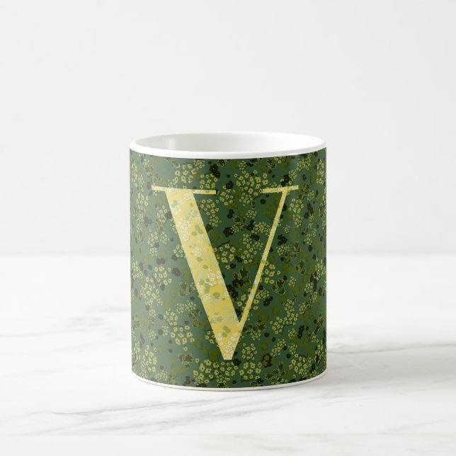 Mug Lettre V vert foncé et jaune (Centre)