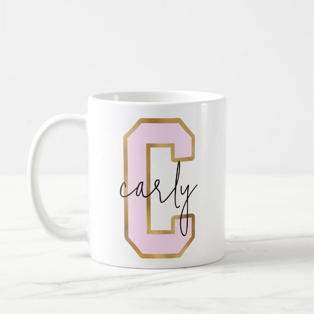 Mug Lettre Varsity du Pink Gold College Monogramme C (Gauche)