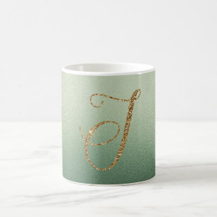 Mug LETTRE VERTE Olive Parties scintillant D'OR J