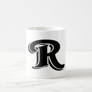 Mug LETTRE Vintage GRÂCE NOIRE BLANCHE R MONogramme