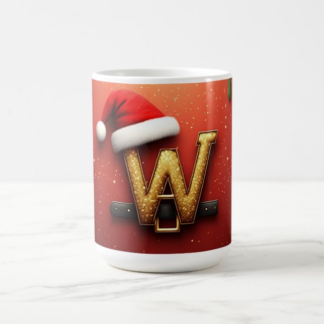Mug Lettre W de vacances en paillettes dorées pour nom (Centre)