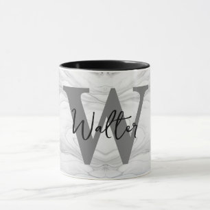 Mug Lettre W Monogramme en Marbre Moderne et Classique