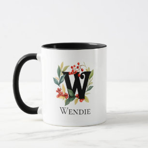 Mug Lettre W Monogramme initiale Berry Fer