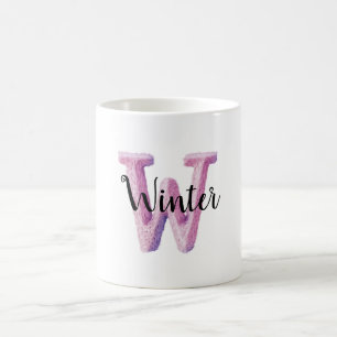 Mug Lettre W Nom Rose Violet Confortable 