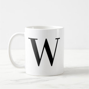 Mug Lettre W personnalisée en monogramme noir
