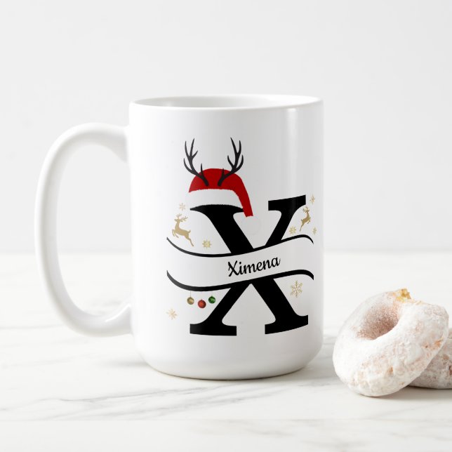 Mug Lettre X Alphabet de Noël  (Avec donut)