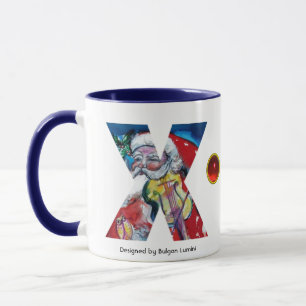 MUG LETTRE X DE NOËL / PÈRE NOËL AVEC MONOGRAM DE VIOL