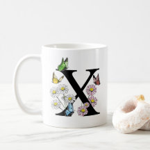 Lettre X Floral Butterfly Monogramme initial