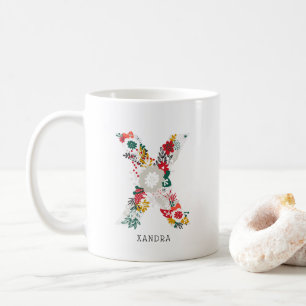 Mug Lettre X   LETTRE FLEURIE Whimsical Monogramme I M