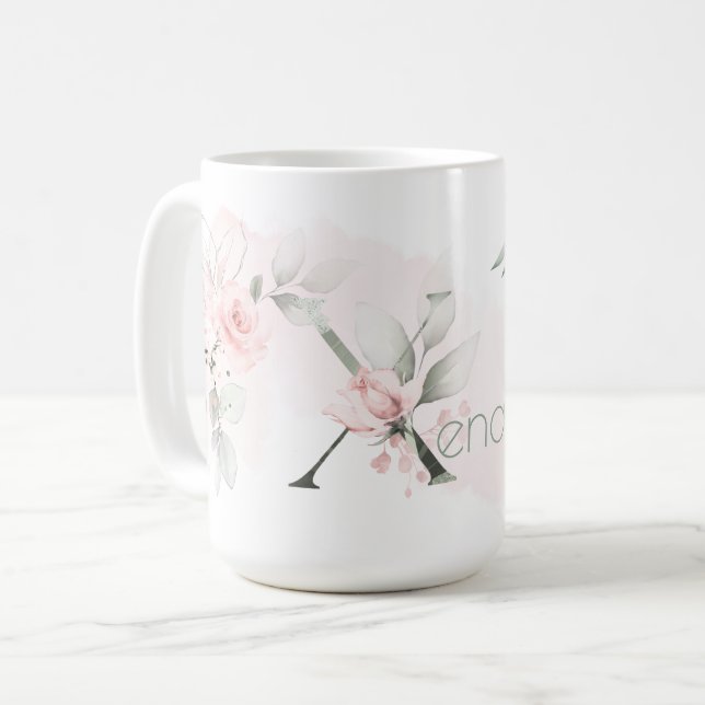 Mug Lettre X Rose rose rose pâle (Devant gauche)