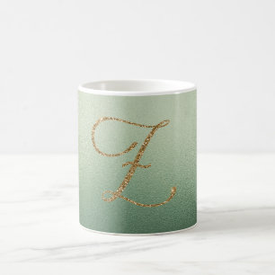 Mug Lettre Z Pailletée Or Vert Olive
