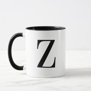 Mug Lettre Z personnalisée monogramme noir moderne per