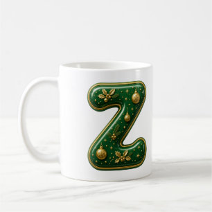 Mug Lettre Z Vert Ornement Noël Monogramme
