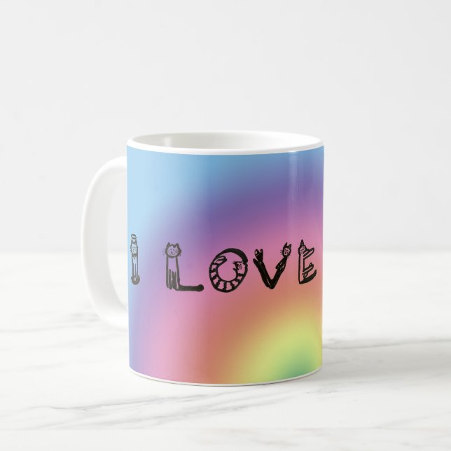 Mug - Lettres de chats et arc-en-ciel (Devant gauche)