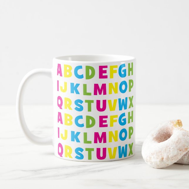 Mug Lettres de l'alphabet colorées  (Avec donut)